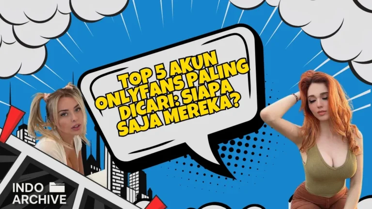 Gambar thumbnail pop-art dengan tulisan "Top 5 Akun OnlyFans Paling Dicari: Siapa Saja Mereka?" disertai foto Corinna Kopf dan Amouranth sebagai representasi konten kreator populer di OnlyFans.