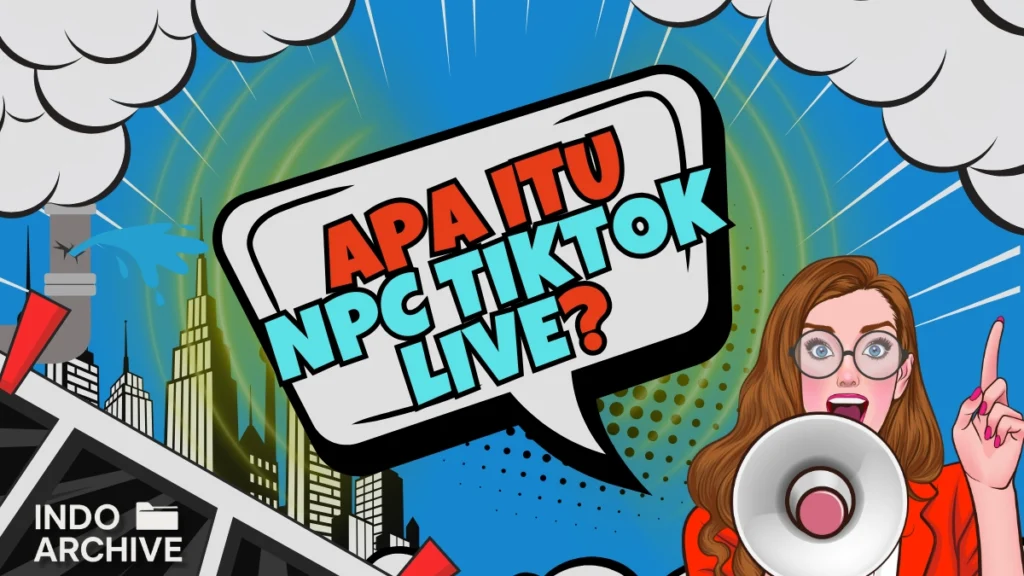 npc-tiktok-live-fenomena-viral-2025 - Indo Archive Ilustrasi kreator sedang melakukan NPC TikTok Live dengan ekspresi unik dan reaksi terhadap gift penonton